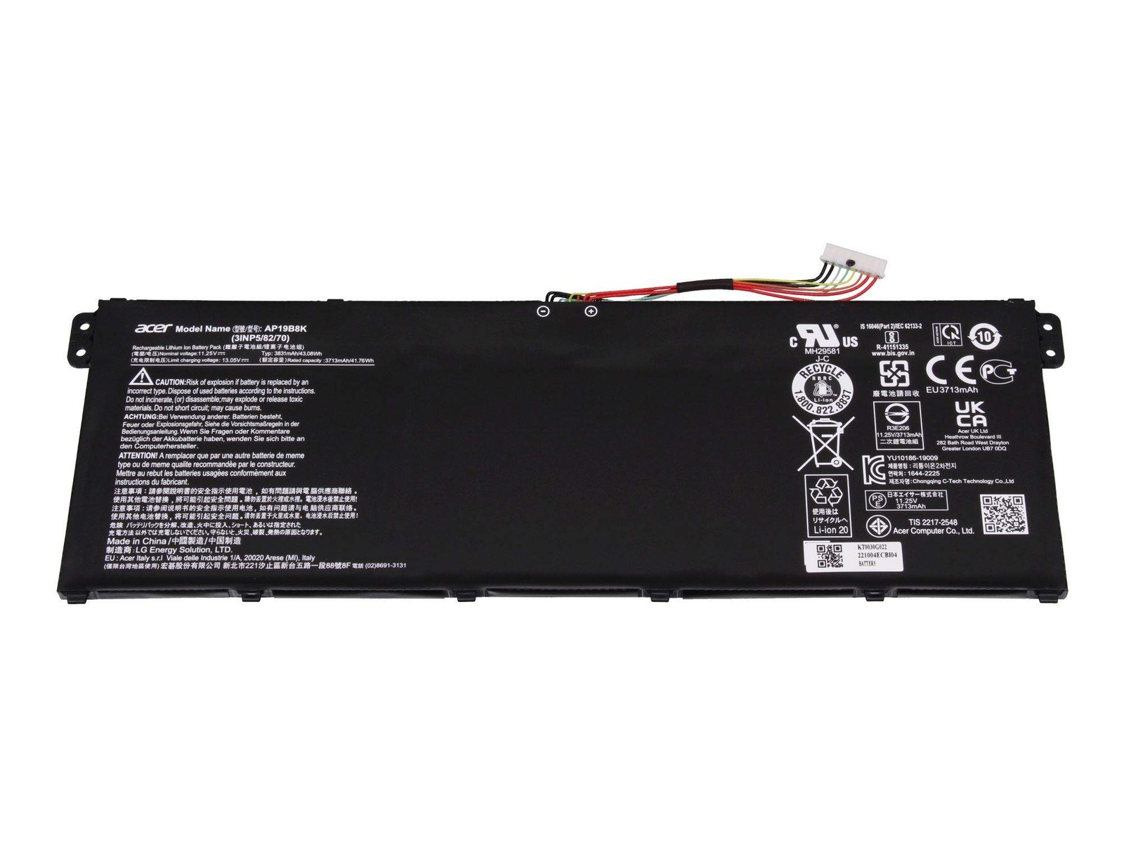 Acer AP19B8K Battery 43.08Wh Genuine Type 3,831mAh ~D~