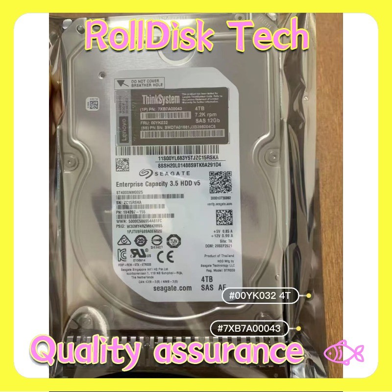 Lenovo 7XB7A00043 00YK032 ThinkSystem 3.5" 4TB 7.2K SAS 12Gb Hot Swap 512n HDD