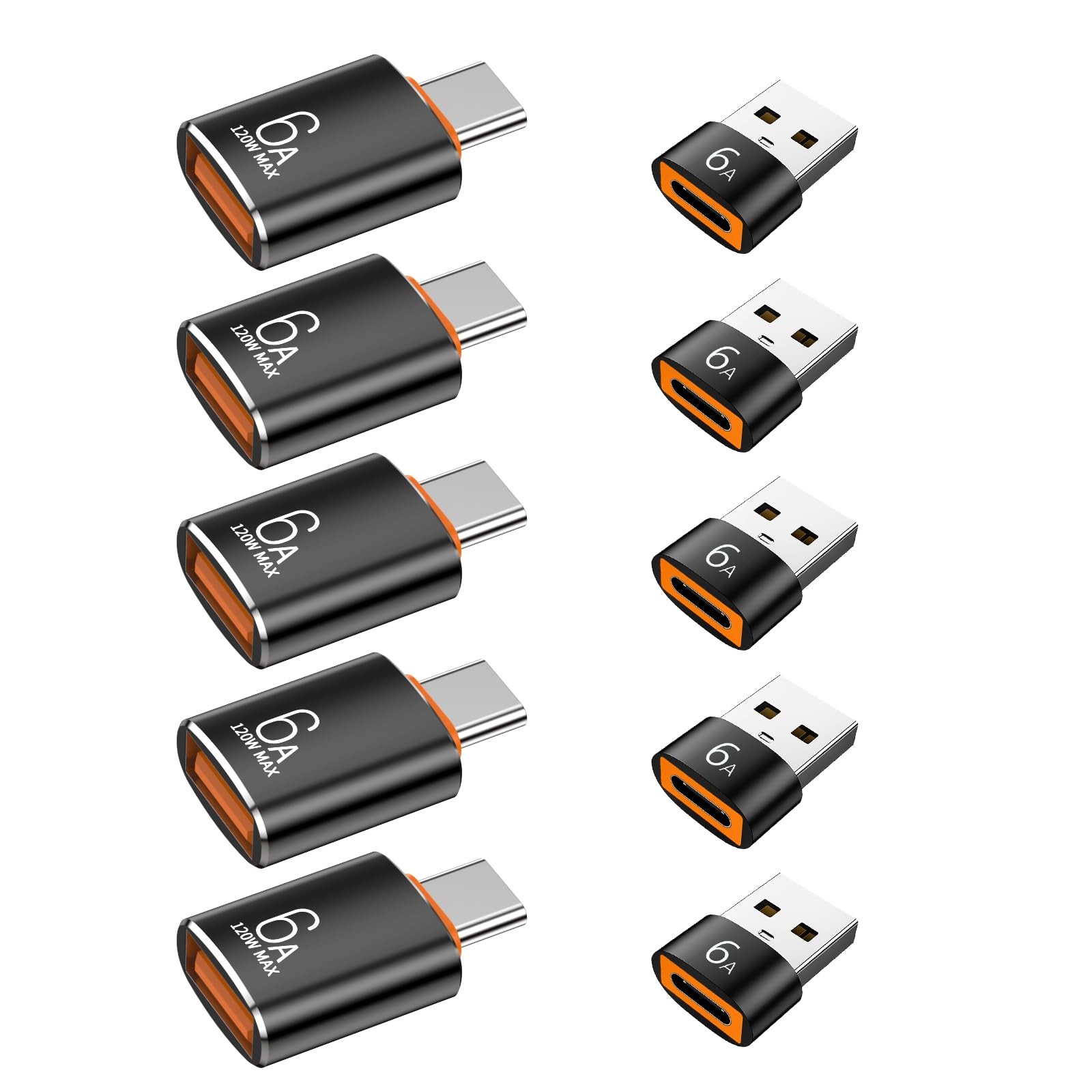 10-Pack 10Gbps/120W USB C to USB Adapter & C Male to 3.1 Female Adapter