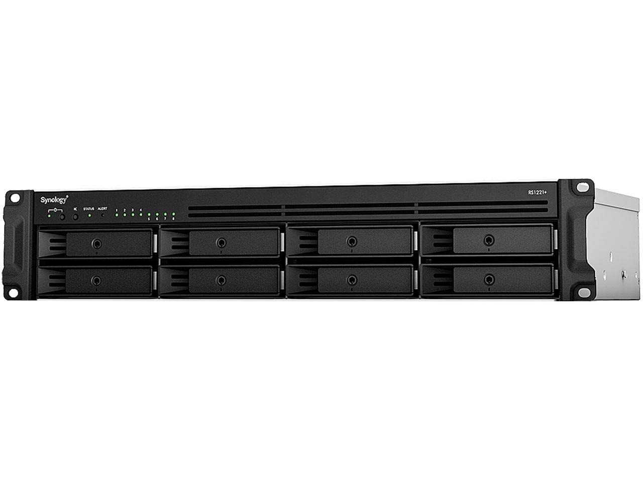 Synology RackStation RS1221+ 8-Bay 250W NAS Enclosure, 4-Core 2.2 GHz, 4GB RAM,