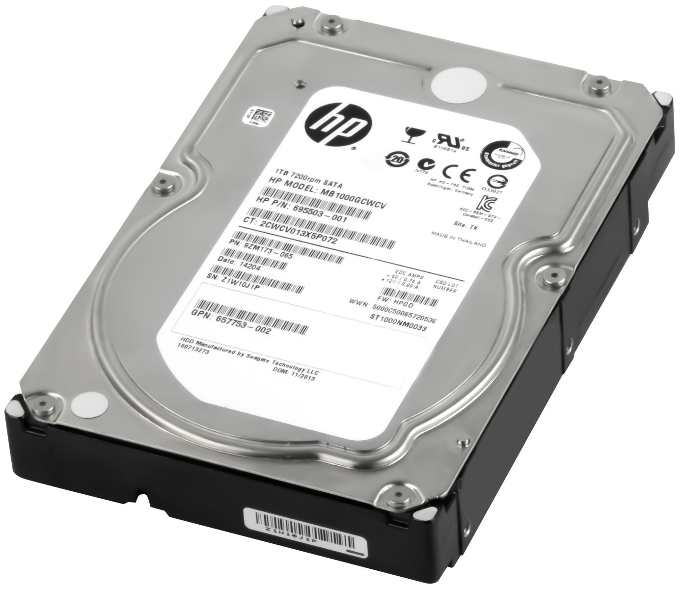 HARD DRIVE HP 695503-001 MB1000GCWCV 1TB 7.2K 128MB SATA III 3.5''