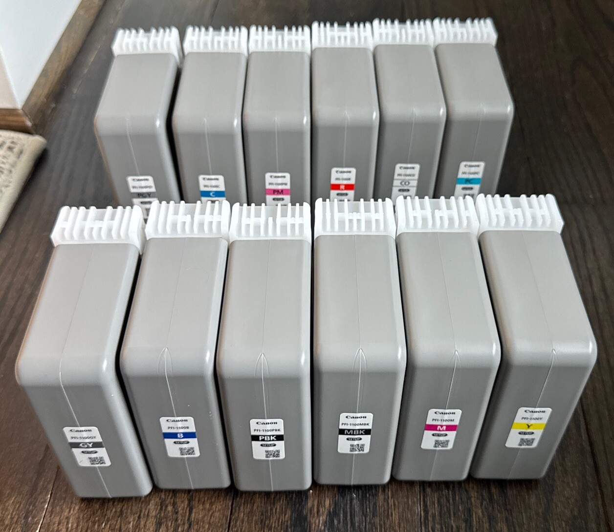 Complete Set of 12 Empty PFI-1100 Ink Cartridges / Tanks Canon 2100, 4100, 6100