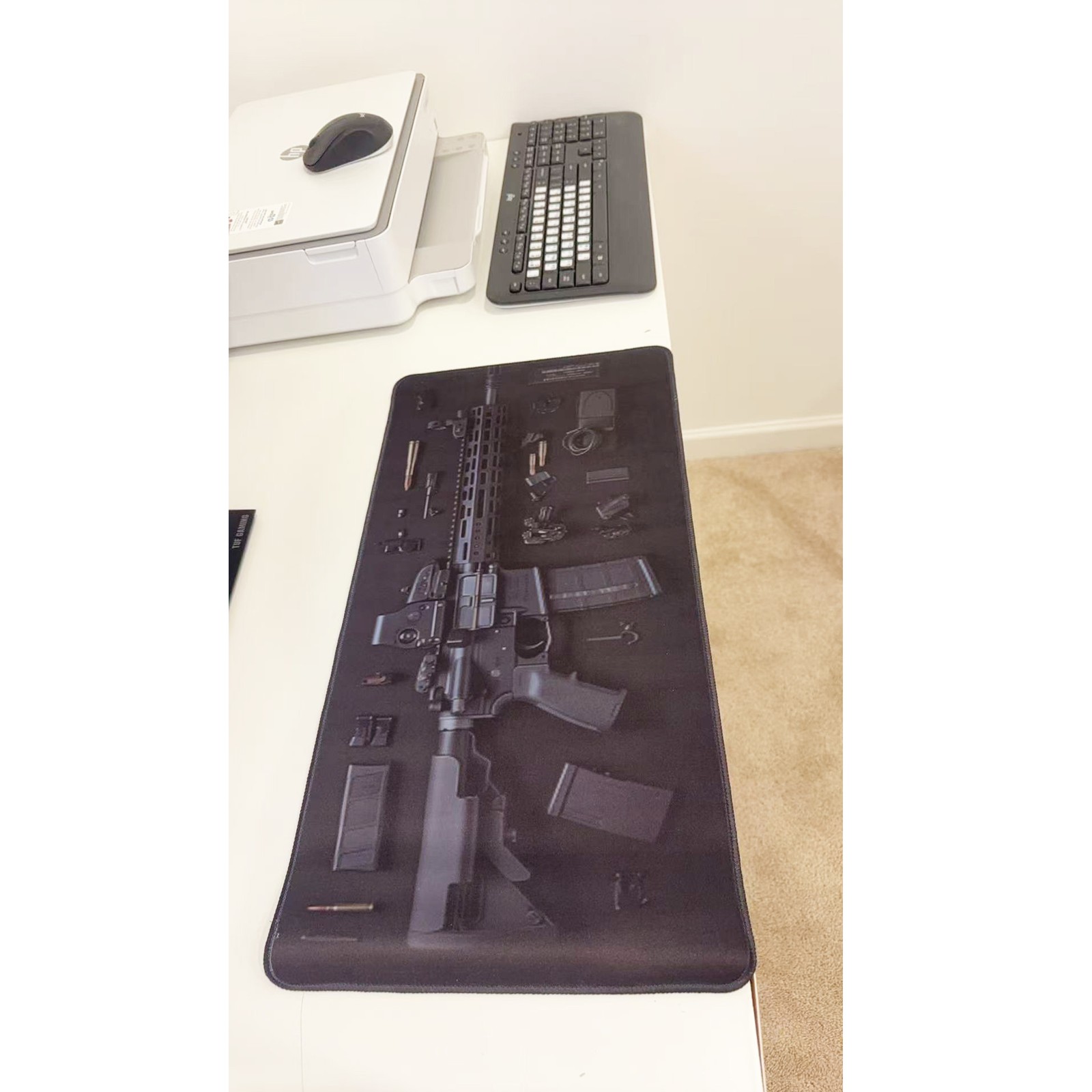 Gaming Mouse Pad - Extended Desk Mat, Non-Slip, Tactical AR-15 Rifle  23.6"x11.5