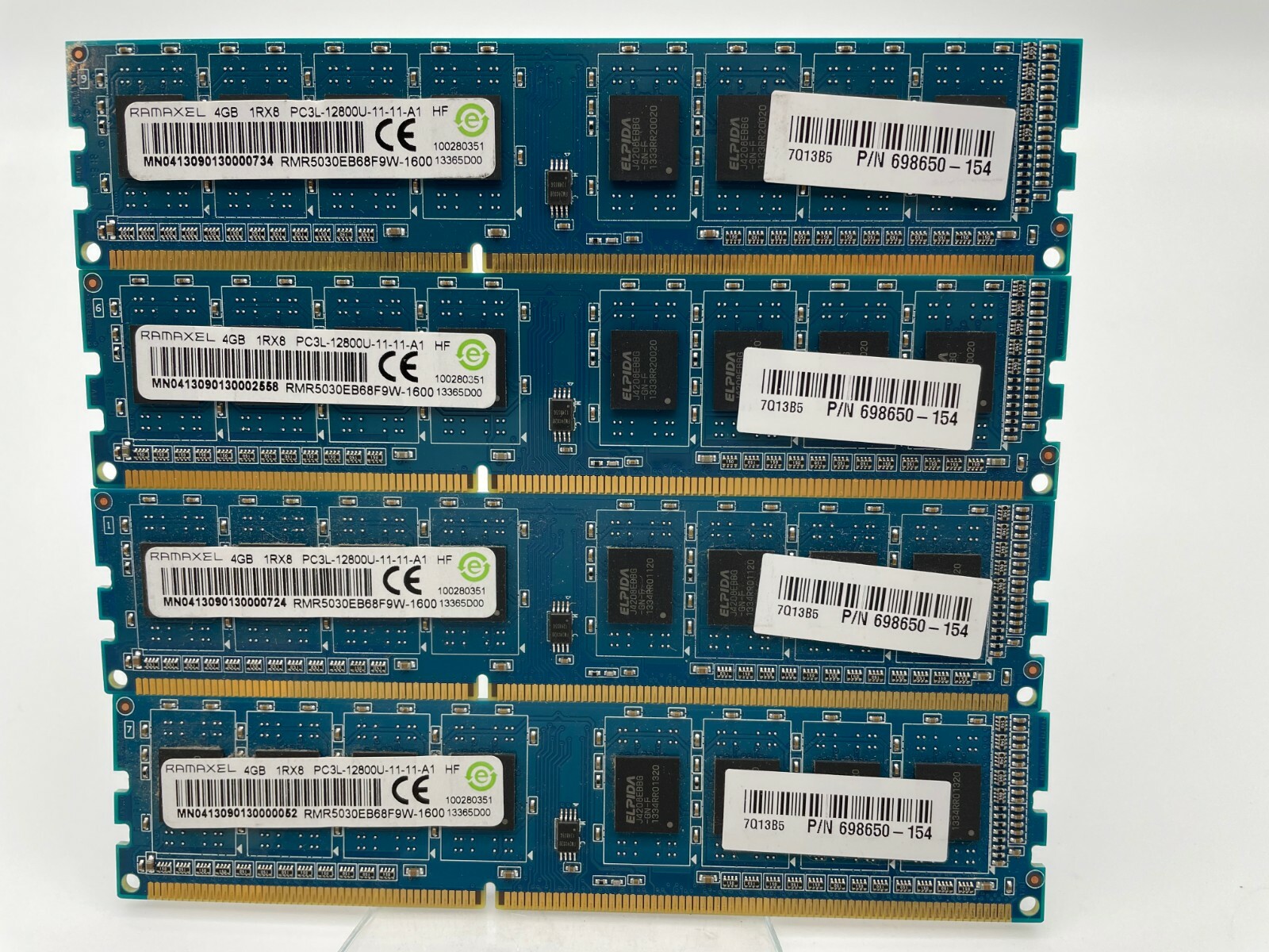 16GB 4x4GB PC3L-12800u DDR3 Memory Ramaxel