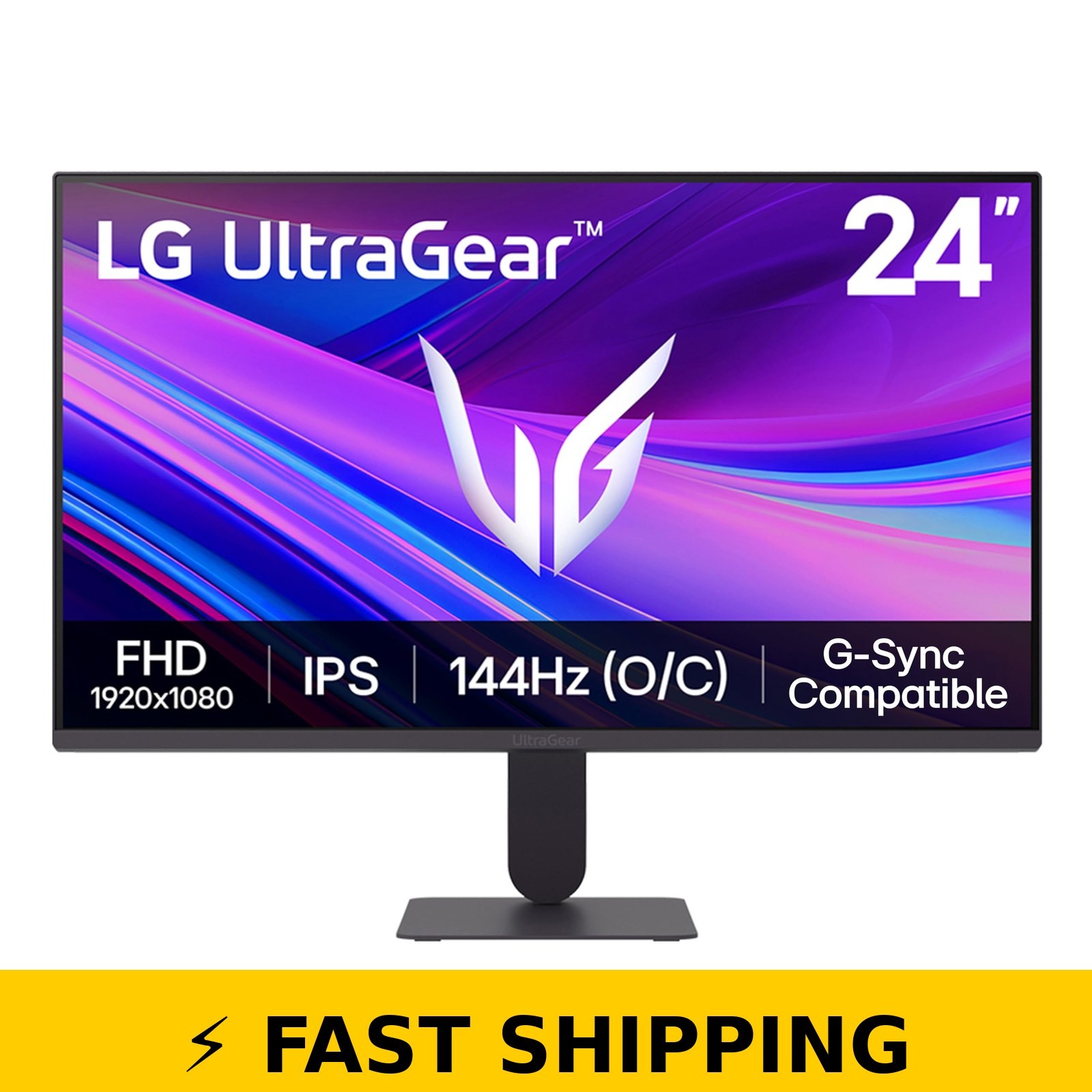 LG 24G411A-B 24" FHD Gaming Monitor, 144Hz, G-Sync, FreeSync, Black