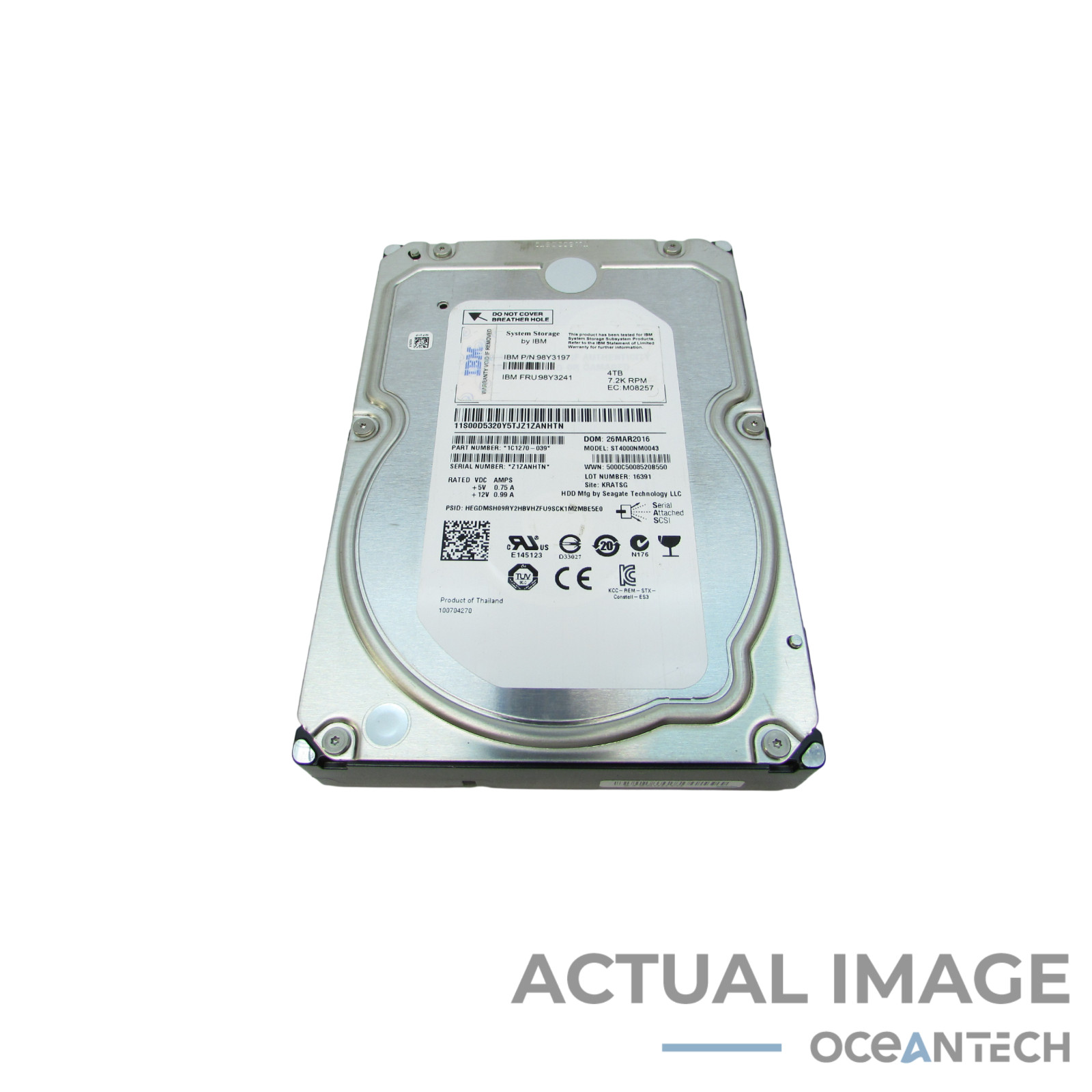 IBM XIV 4TB Hard Disk Drive 7.2K SAS 6Gb 98Y3197 98Y3241 0986650-03 1C1270-039