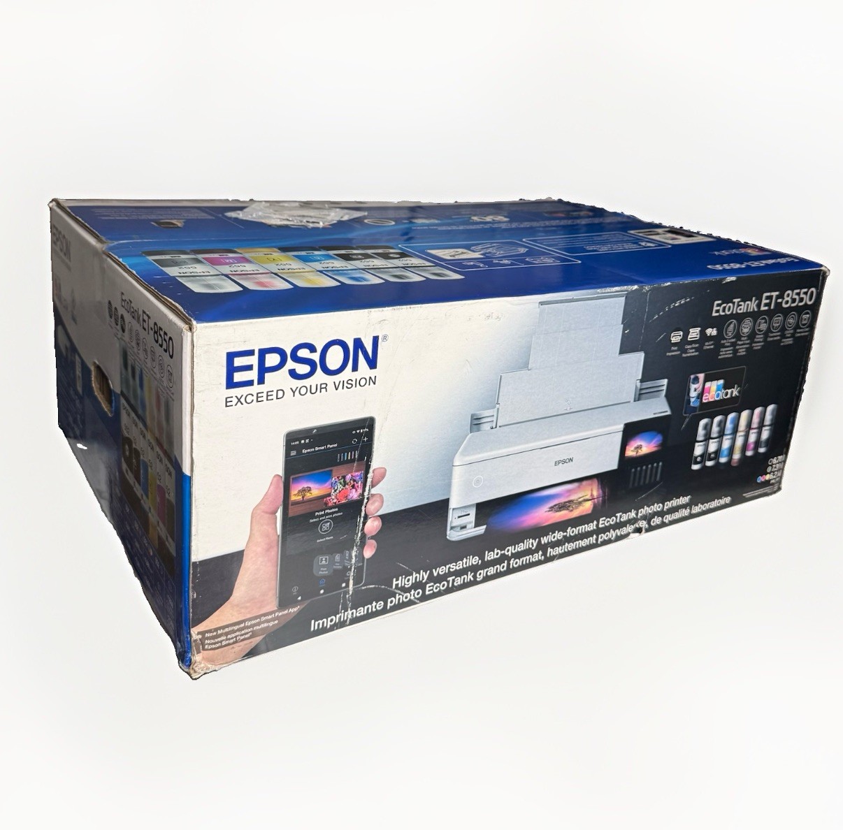 New Epson EcoTank Photo ET-8550 Color Inkjet All-In-One Printer - White