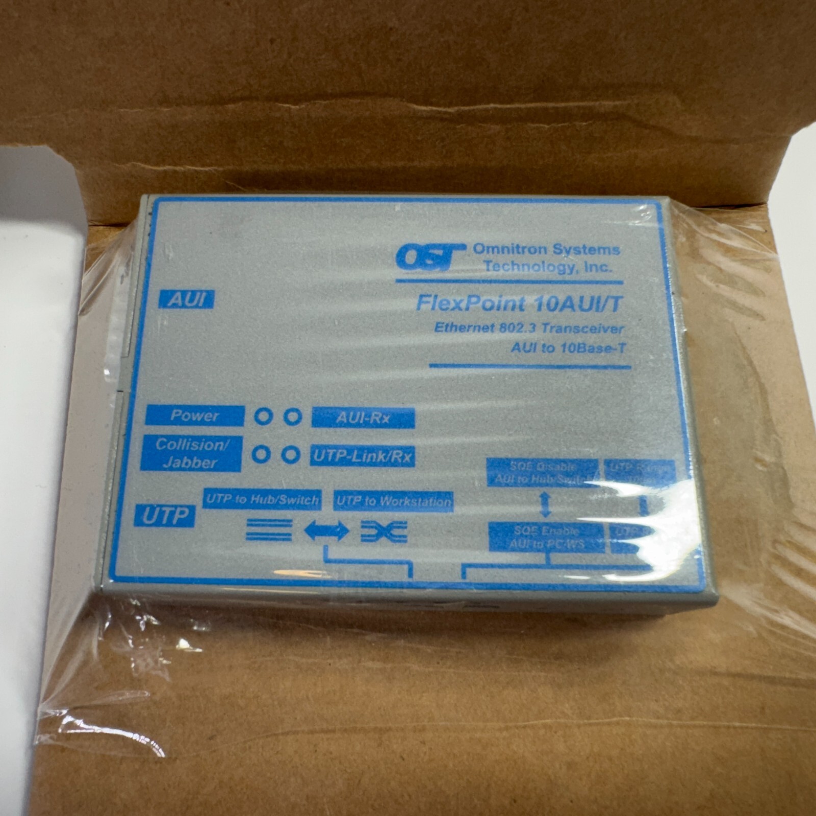 Omnitron Systems FlexPoint 4321-1 AUI to 10BASE-T Transceiver NEW
