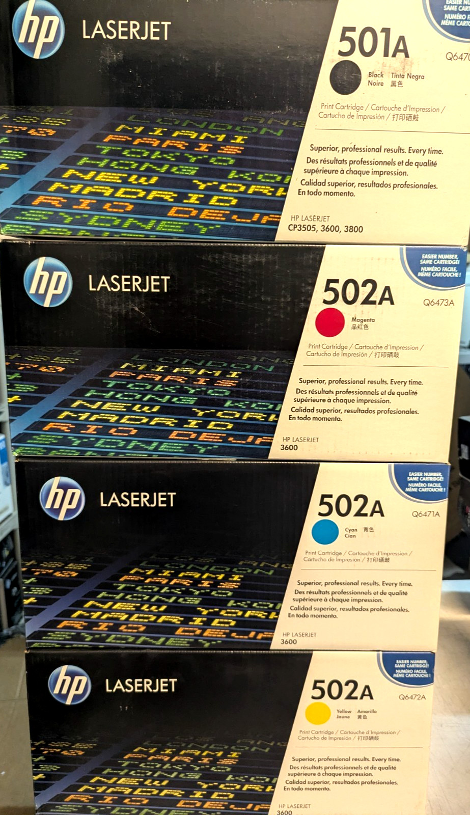 ✨HP Q6470A 501A 502A full set Black Cyan Magenta Yellow Toner CP3505 3600 3800 ✨