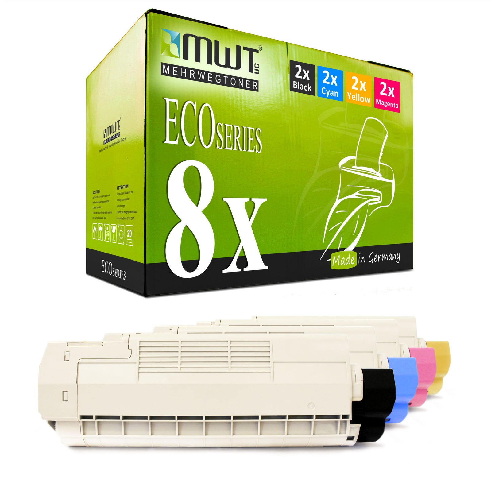 8x MWT Eco Toner for OKI C-5850-N C-5850-DN C-5950-N C-5950-CDTN