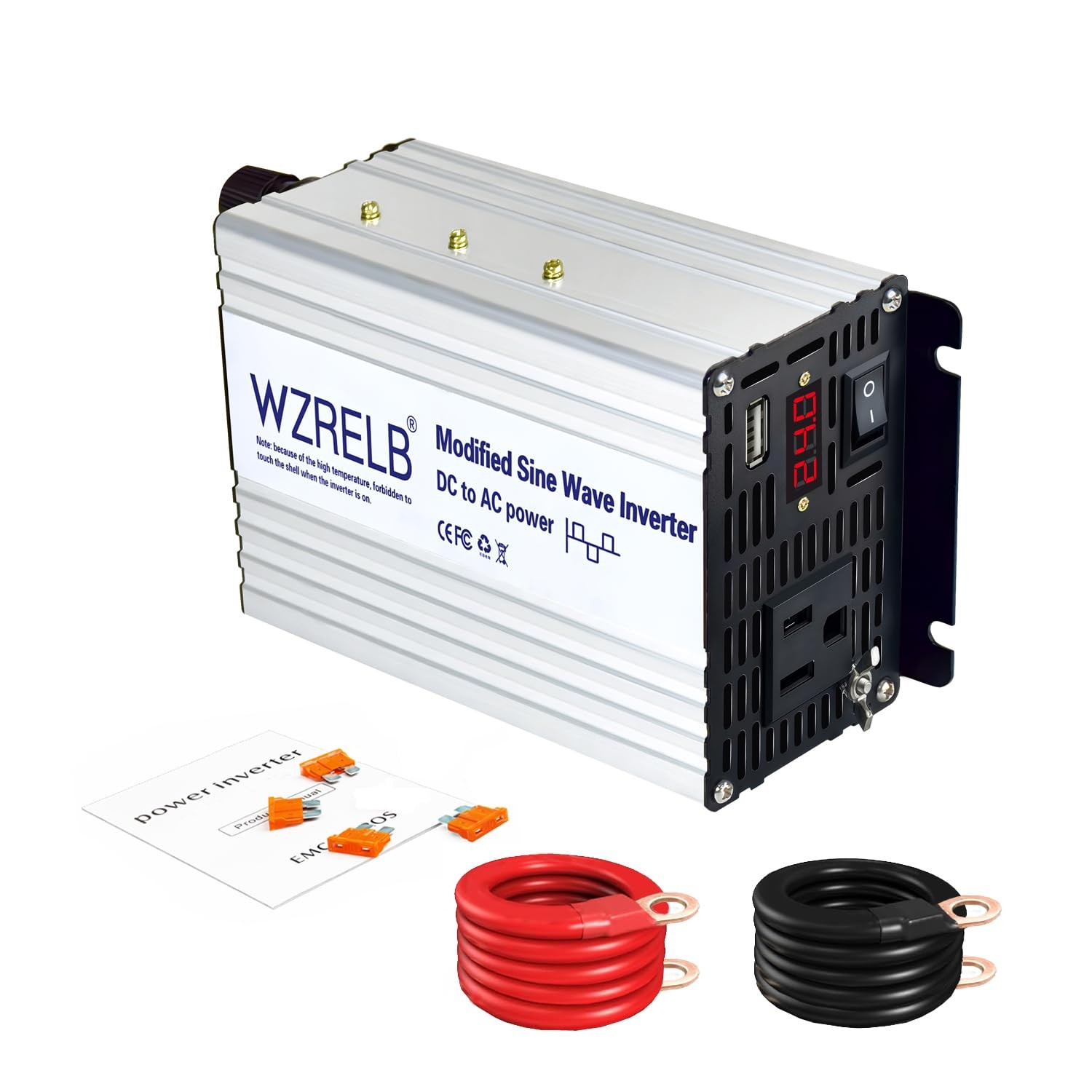 WZRELB 500W Power Inverter 24V DC to 110V 120V AC,Modified Sine up to 90%
