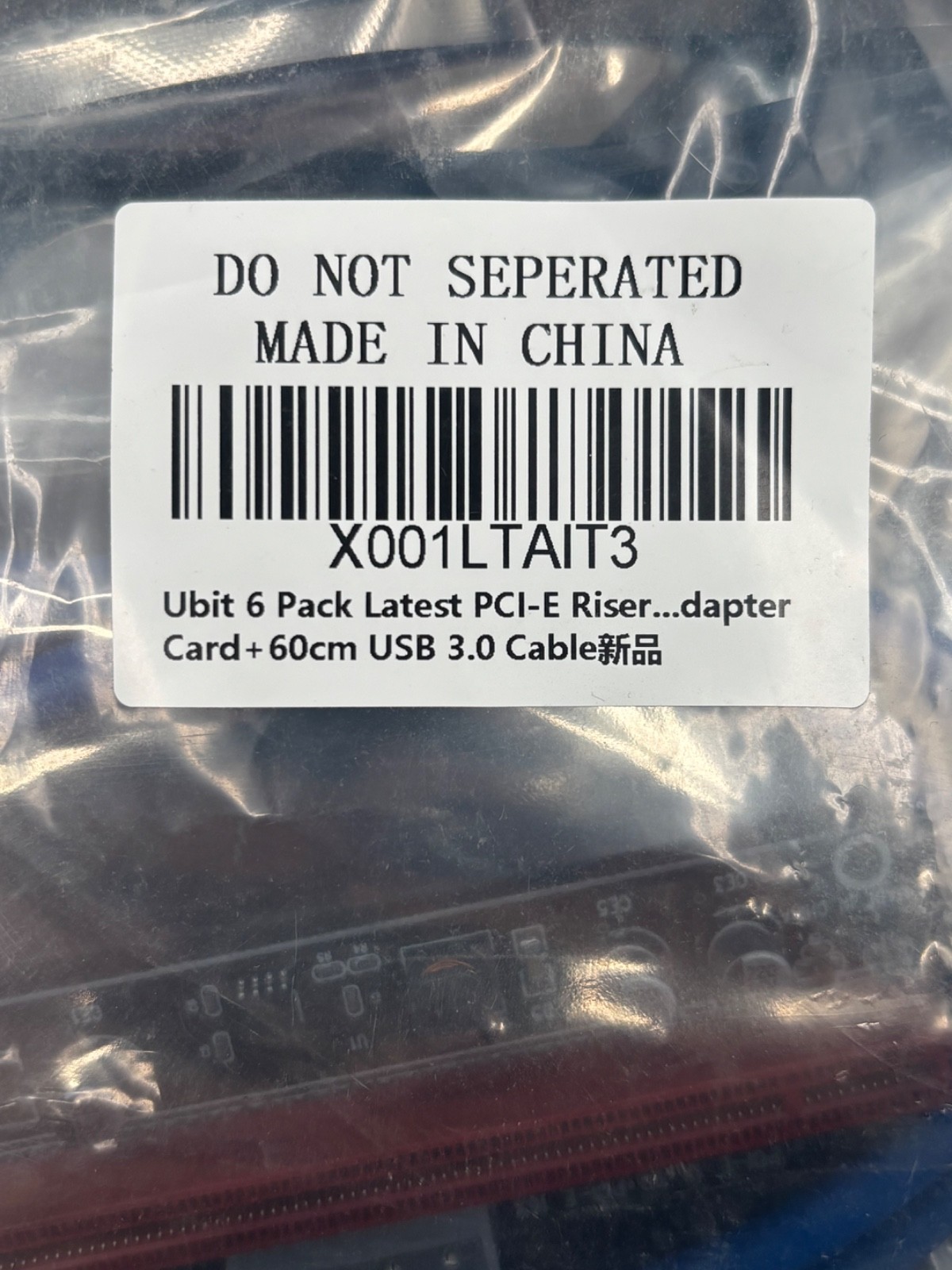 Ubit 6 Pack Latest PCI-E Riser Adapter Card + 60cm USB 3.0 Cable -- 6 count