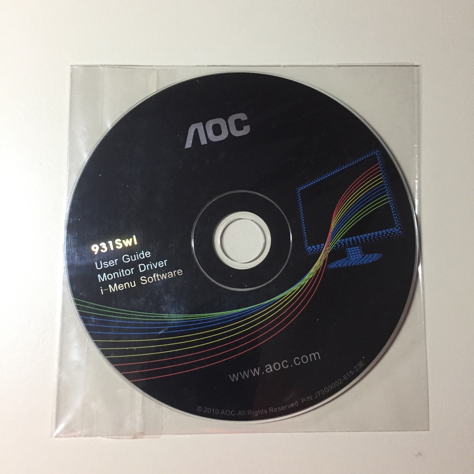 AOC 931Swl User Guide Monitor Driver i-Menu Software CD