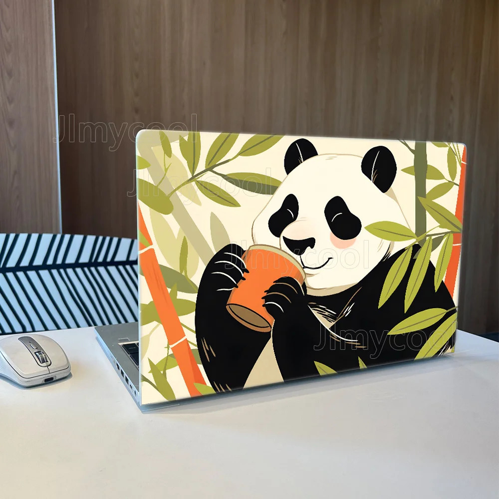 Cute Panda Bamboo Decor Decal Minimalist Cartoon Art Cuttable DIY Laptop Skin