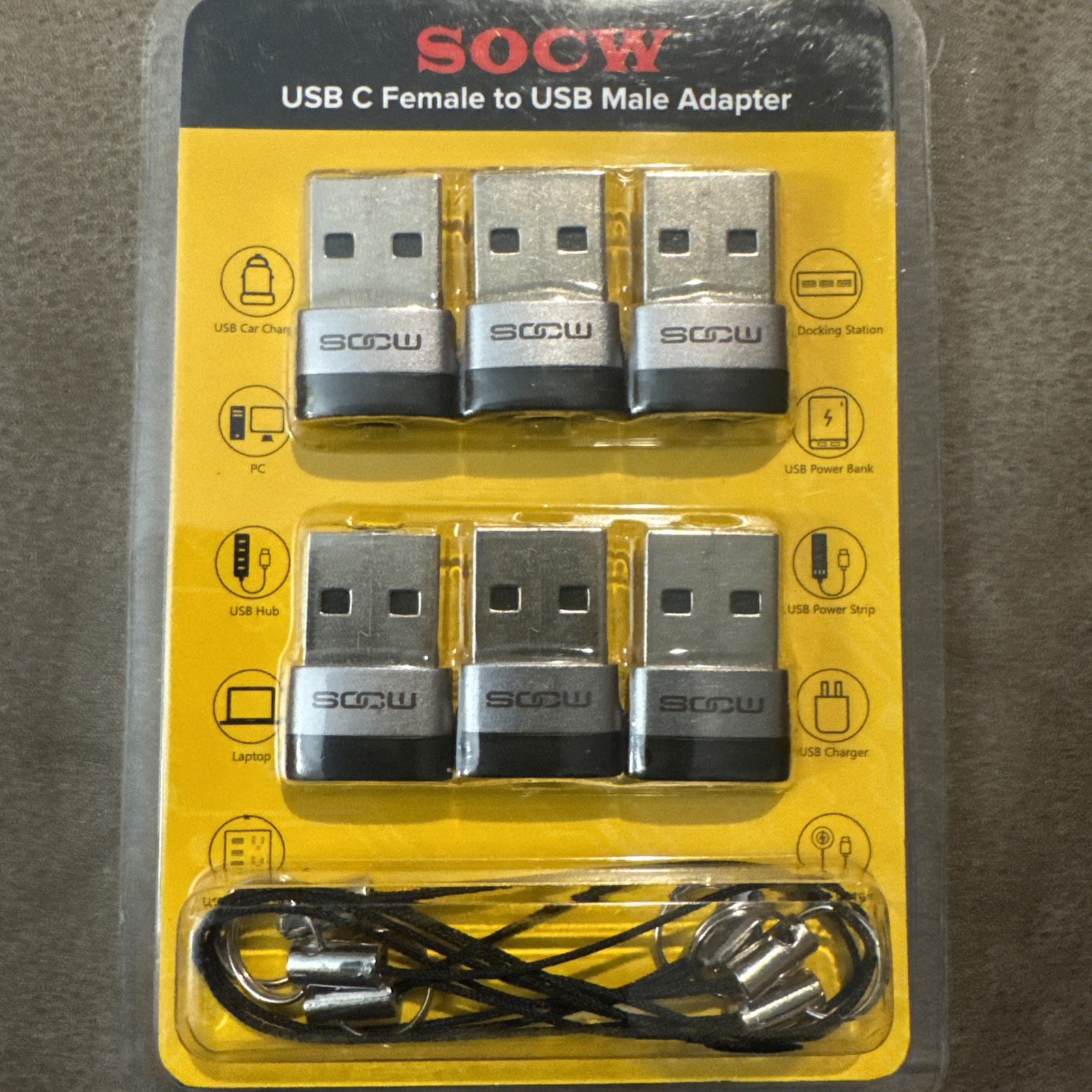 6 pcs  USB C Female To USB Male Adapter 2.0 Grey High Speed Connector Set Sealed