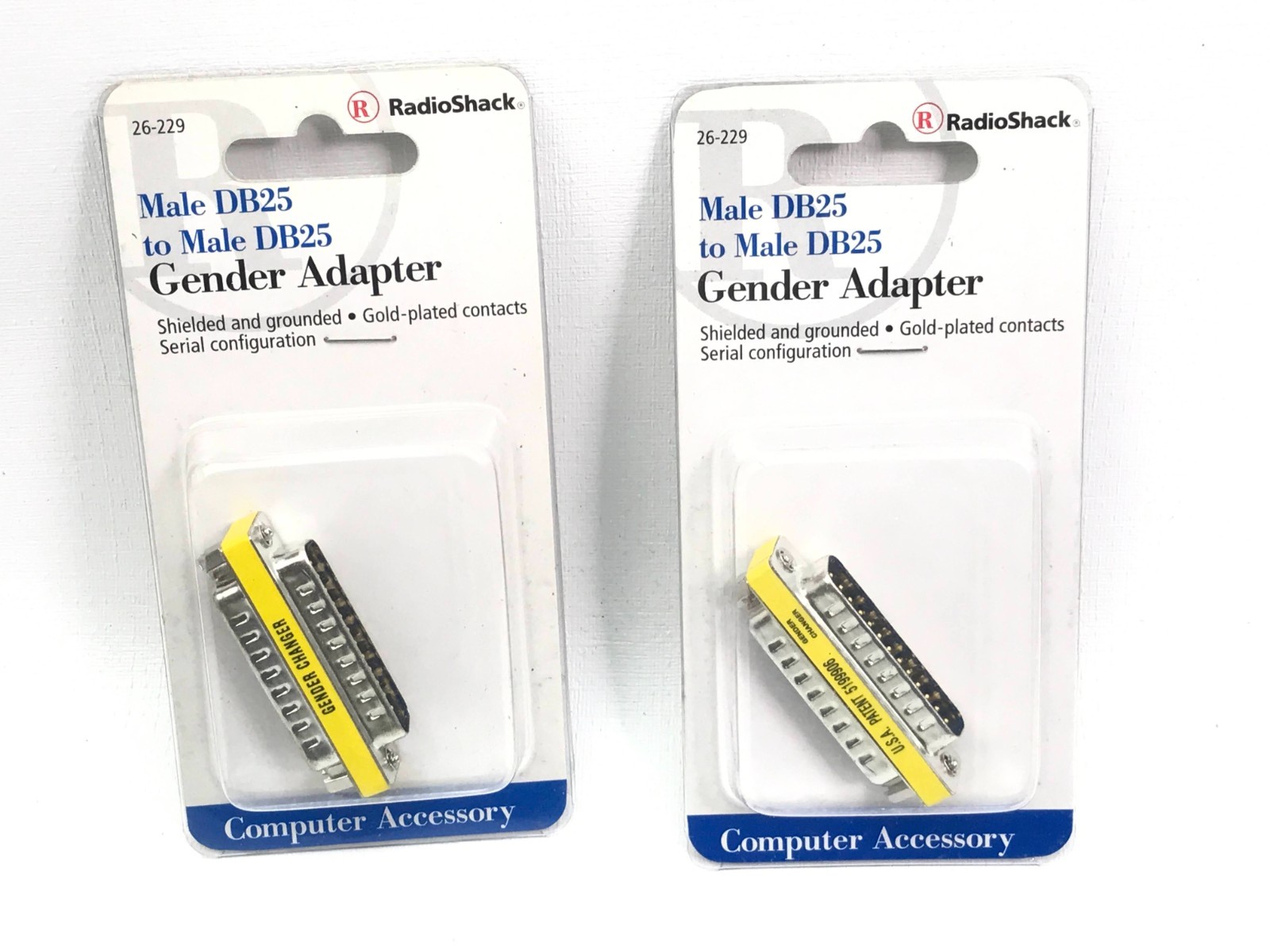 2 pcs RadioShack Male DB25 to Male DB25 Gender Adapter 26-229