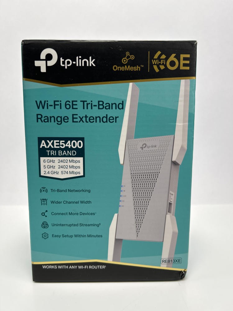 TP-Link RE813XE AXE5400 WiFi 6E Tri-Band Range Extender OneMesh Gigabit LAN