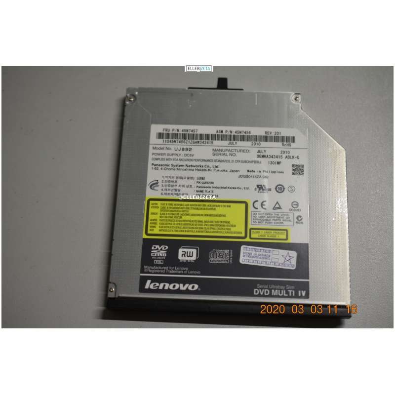 Ultabay Slim Dvd Multi Iv Panasonic Dvd Rw Uj892 Lenovo P/N 45N7457 (2317/Ib0