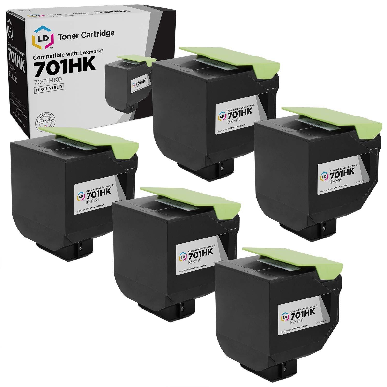 LD Reman Lexmark 701HK / 70C1HK0 5PK HY Black Laser Toner Cartridges
