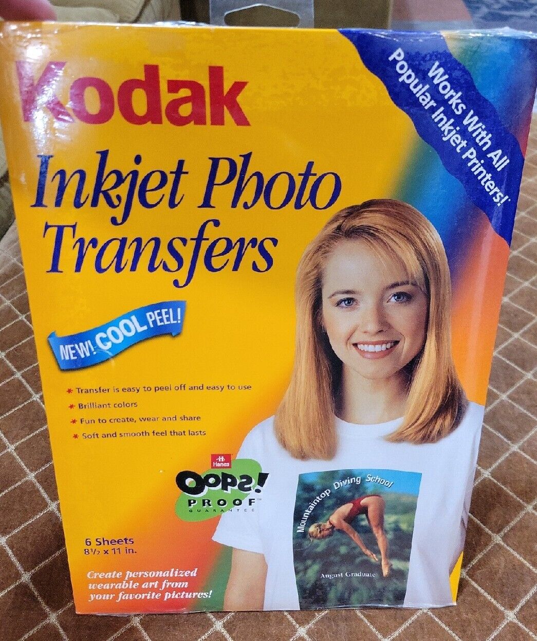 New Kodak Inkjet Photo FABRIC TSHIRT Transfers 6 Sheets 8 1/2 X 11 inches Sealed