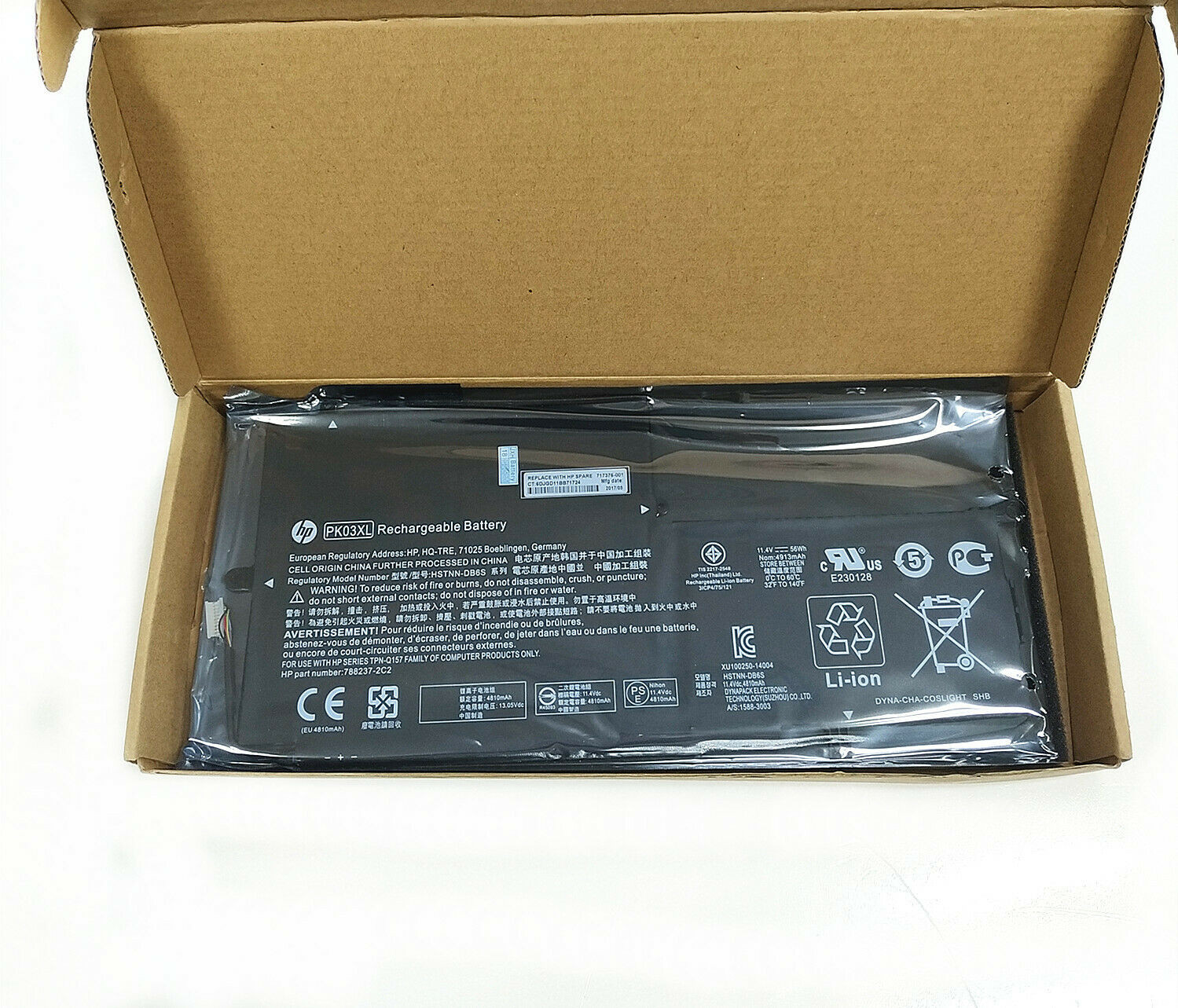 Genuine OEM PK03XL Battery HP 789116-005 4810A SPECTRE 13-4000 13-4003DX 56Wh US