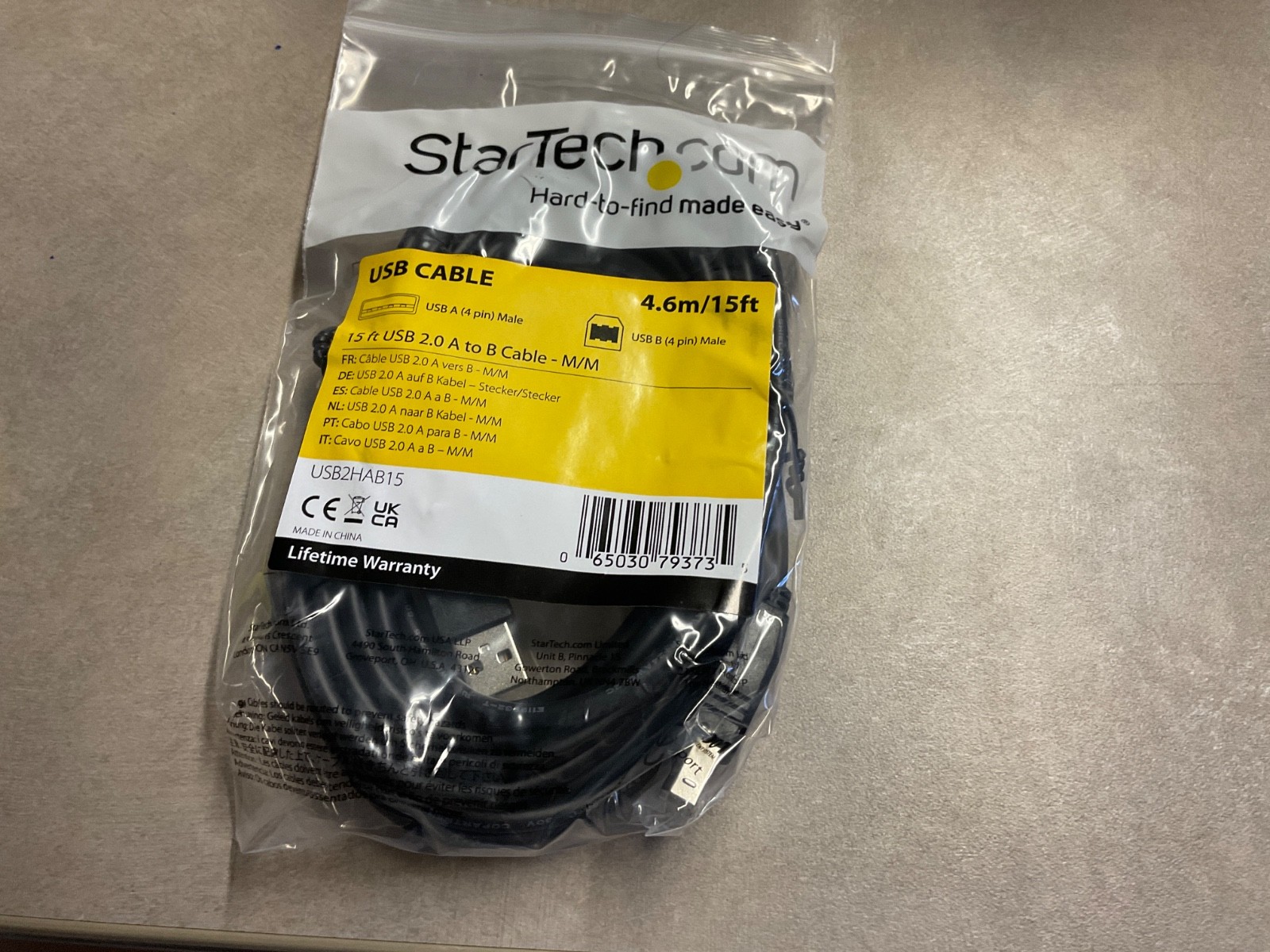 StarTech USB2HAB15 StarTech.com 15 ft USB 2.0 A to B Cable - M/M - USB-15 ft(R10