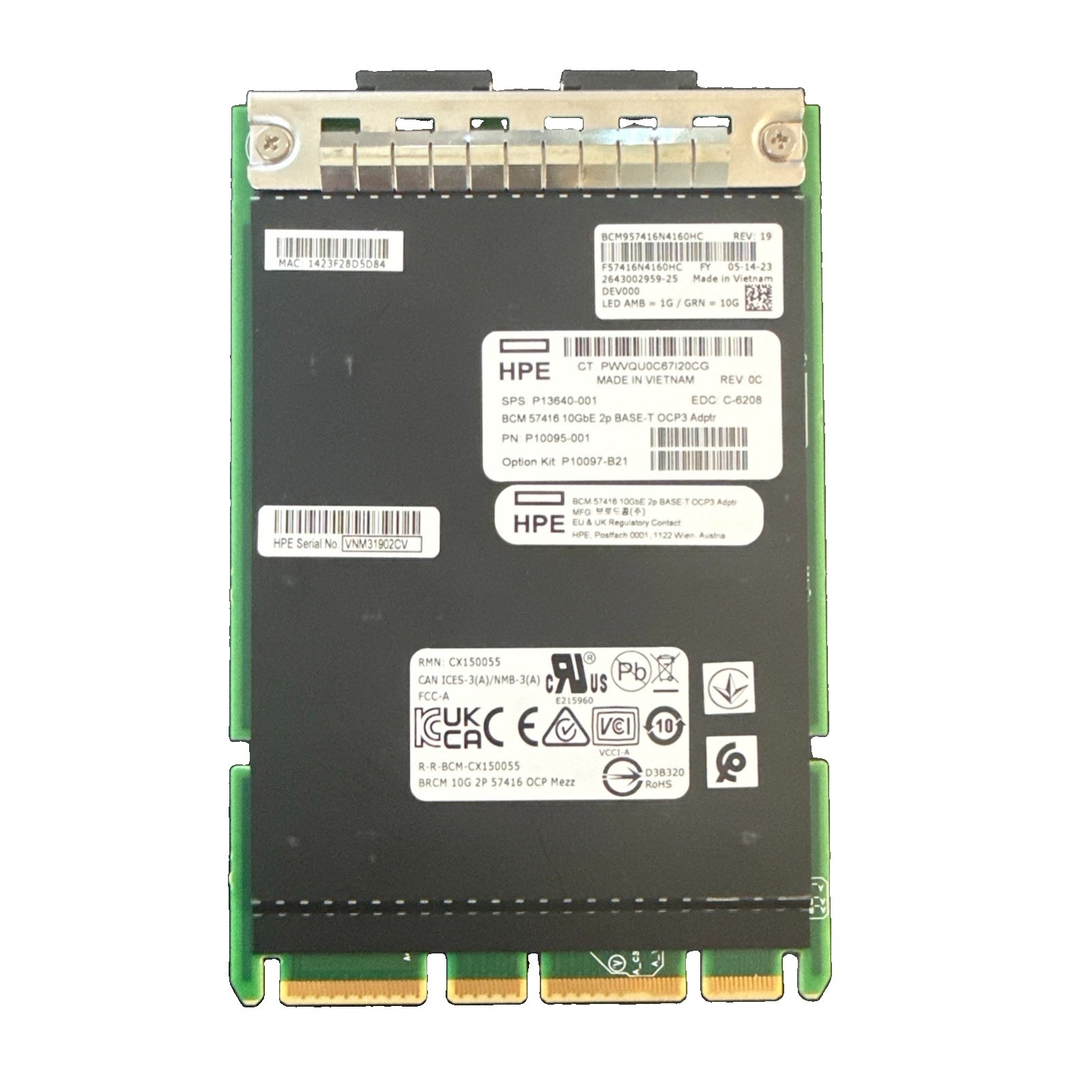 HPE BCM57416 Ethernet 10Gb 2-port RJ-45 BASE-T OCP3 Network Adapter P10095-001