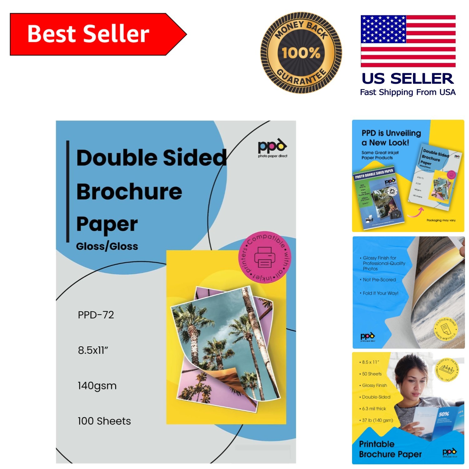 100 Sheets Glossy Inkjet Paper 8.5x11 - Professional Quality for Brochures