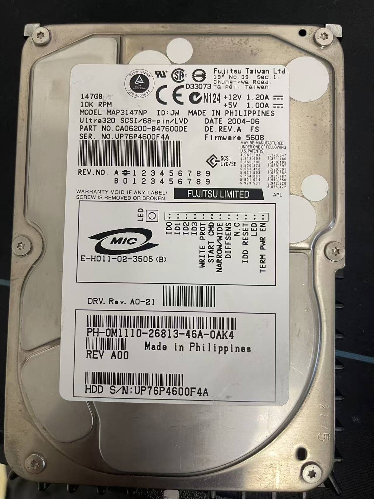 Fujitsu 147 GB,Internal,10025 RPM,3.5" (MAP3147NP) Hard Drive