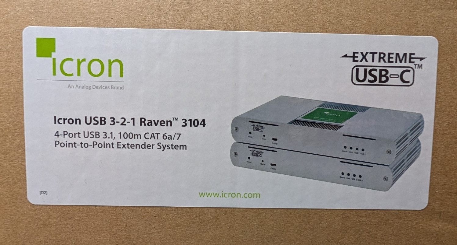 Icron USB Raven 3104 USB 3-2-1 / 4 - Port USB 3.1, 200m Multimode Fiber Extender