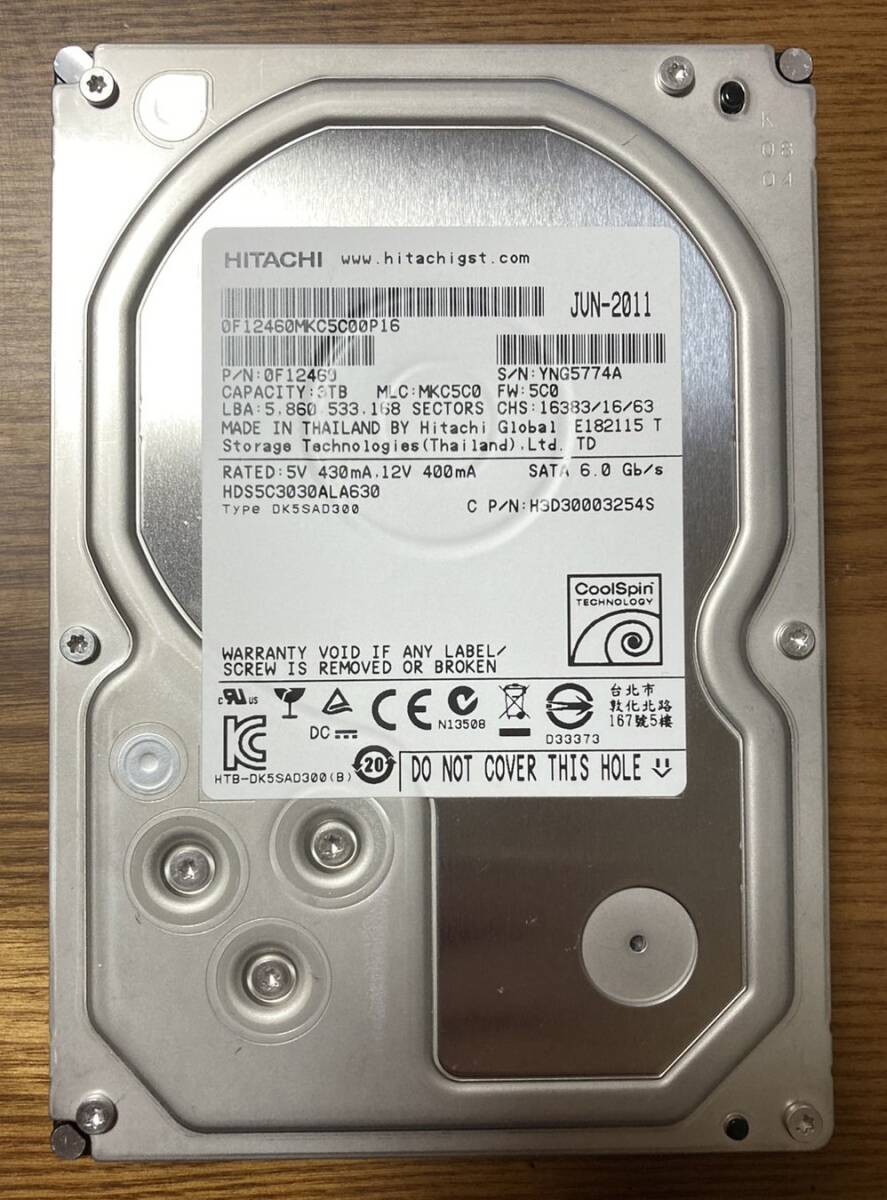 [Excellent condition] Hitachi / HGST Deskstar 5K3000 series HDS5C3030ALA630 3.5-
