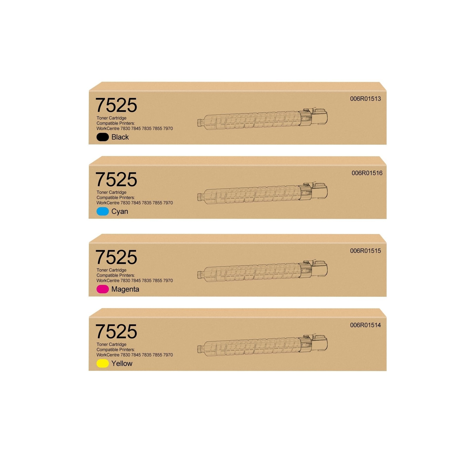 7525 Toner Cartridge Replacement for Xerox 006R01513 006R01514 006R01515 006R...