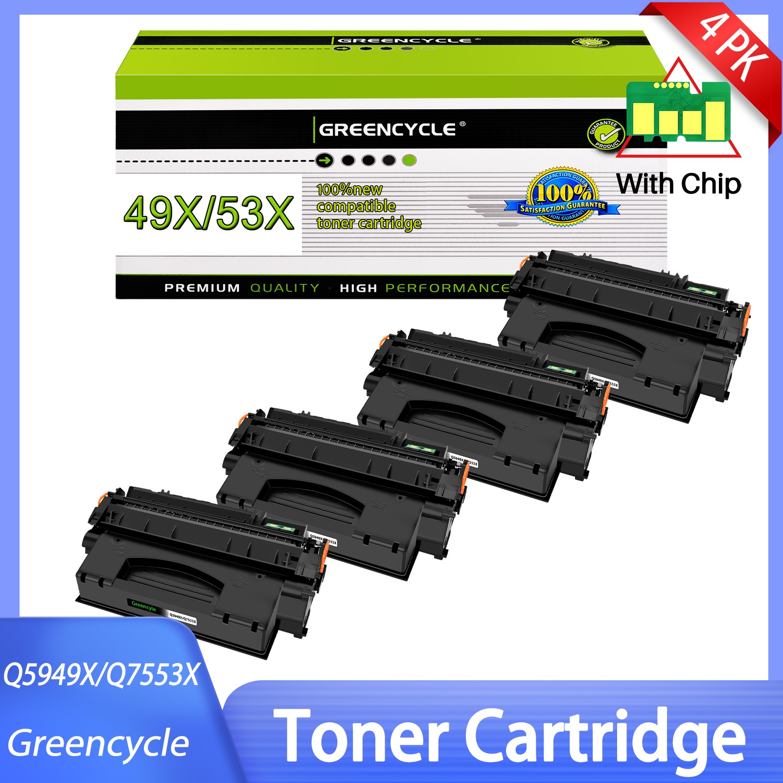 4x Q7553X 53X Toner Cartridge Fit for HP LaserJet M2727nf M2727nfs MFP Printer
