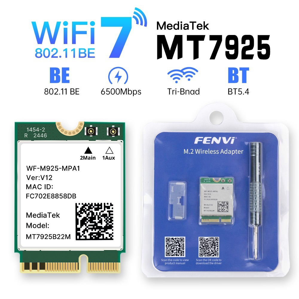MT7925 M.2 WIFI 7 Card Tri-Band 802.11BE Bluetooth 5.4 Wireless Network Adapter