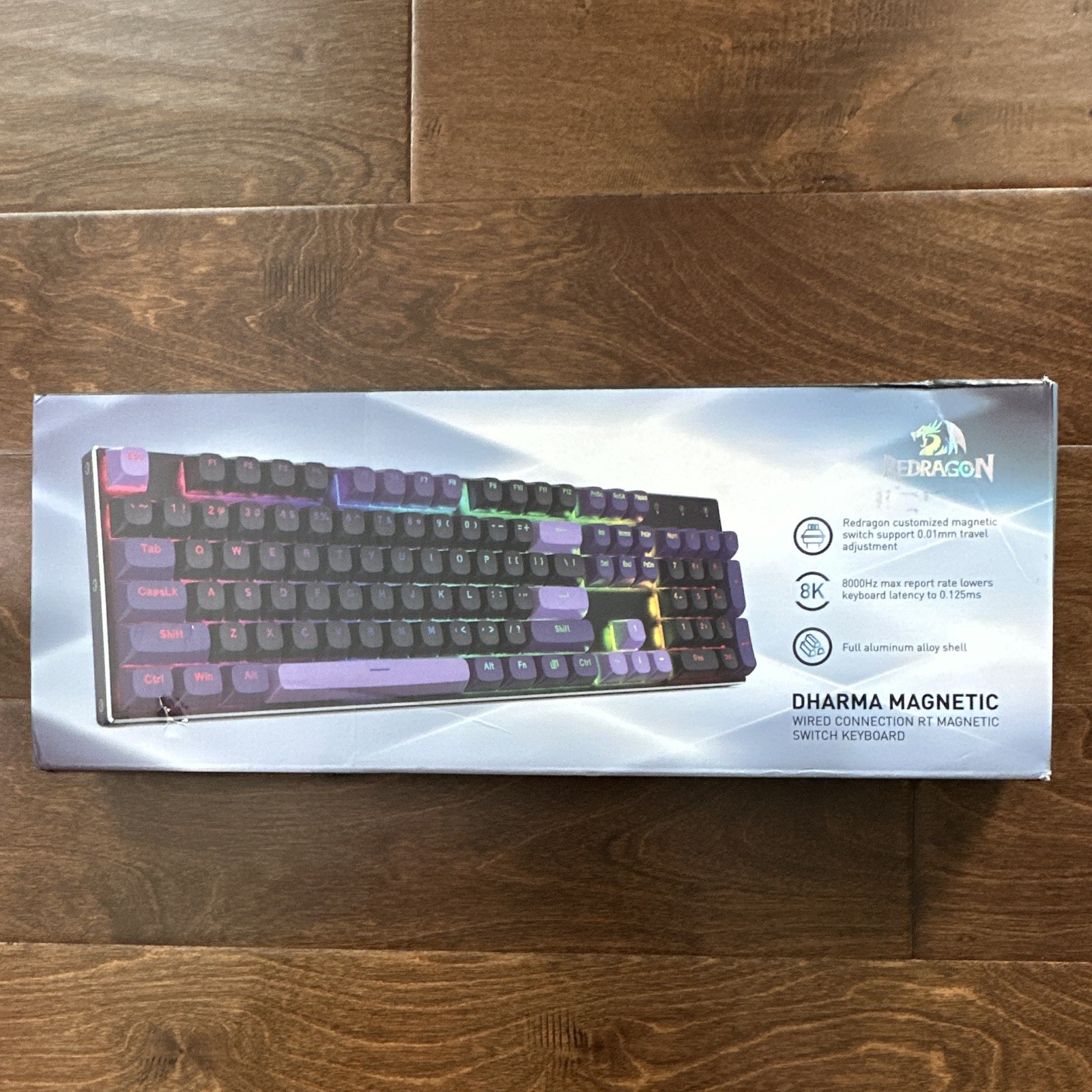 Redragon Dharma Magnetic Switch Keyboard USB-C Wired 8000Hz RGB Black NEW