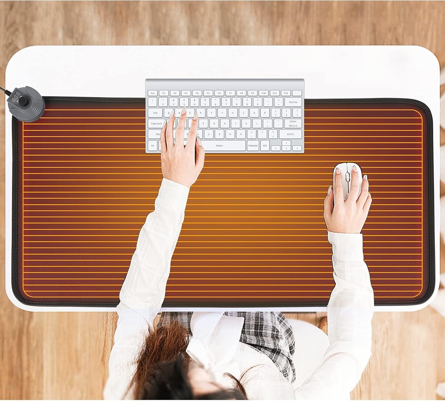 Heated Desk Pad, Warm Mouse Pad, Foot Warmer - 8 Speeds Heated Control