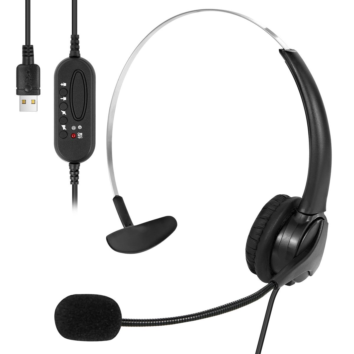 Ultimo USB Wired Headset with Noise Cancelling for PC Laptops and Telephones
