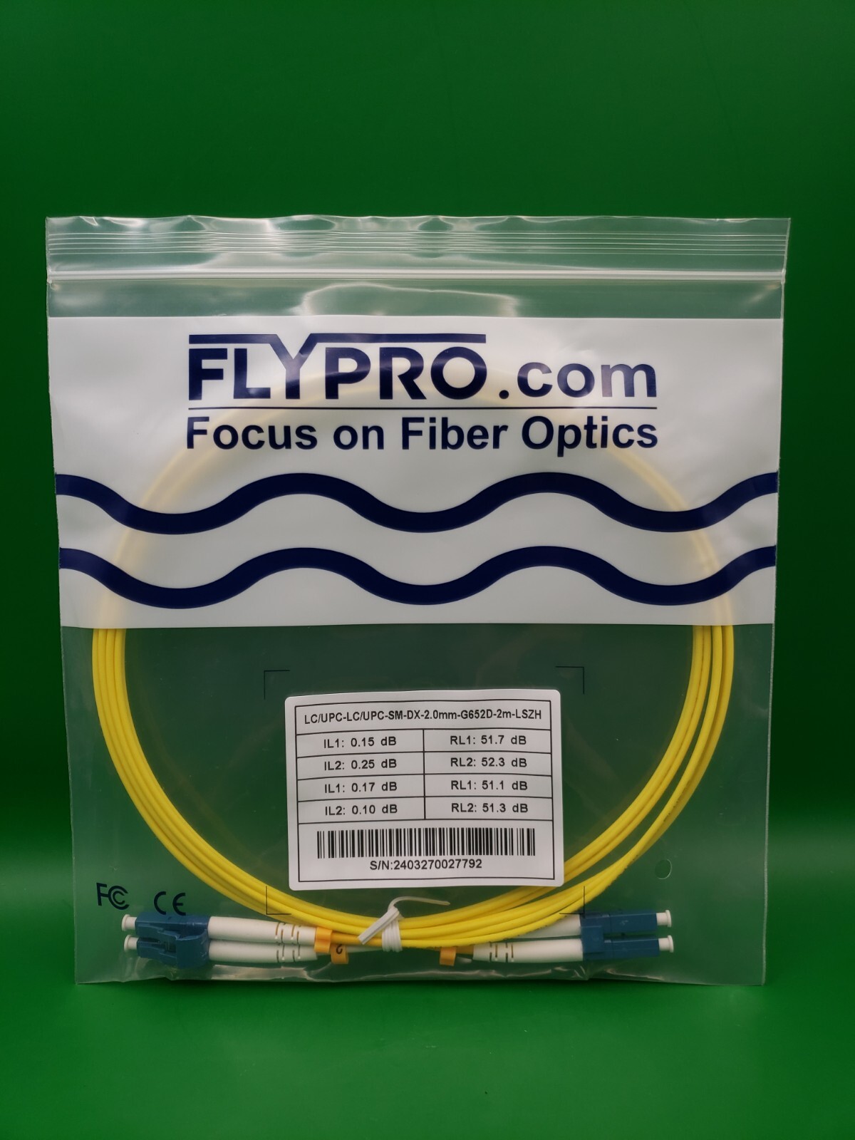 Flypro OS2 LCU-LCU SM DX 2M LSZH  Fiber Optic Patch Cables - Lot Of 10
