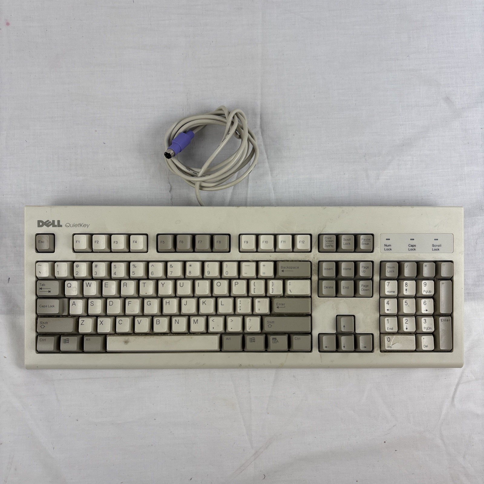 Dell QuietKeys SK-8000 Computer Keyboard PS/2 Wired White Vintage Untested