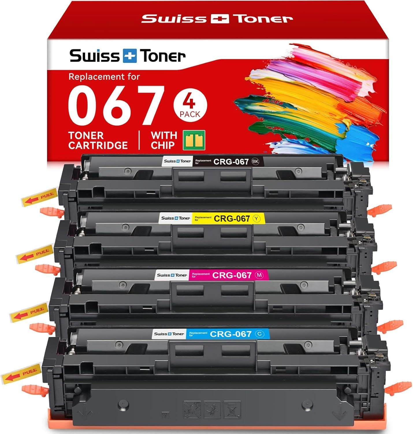 067 067H Toner Cartridge 4 Pack Set Replacement for Canon 067 067H High Yield