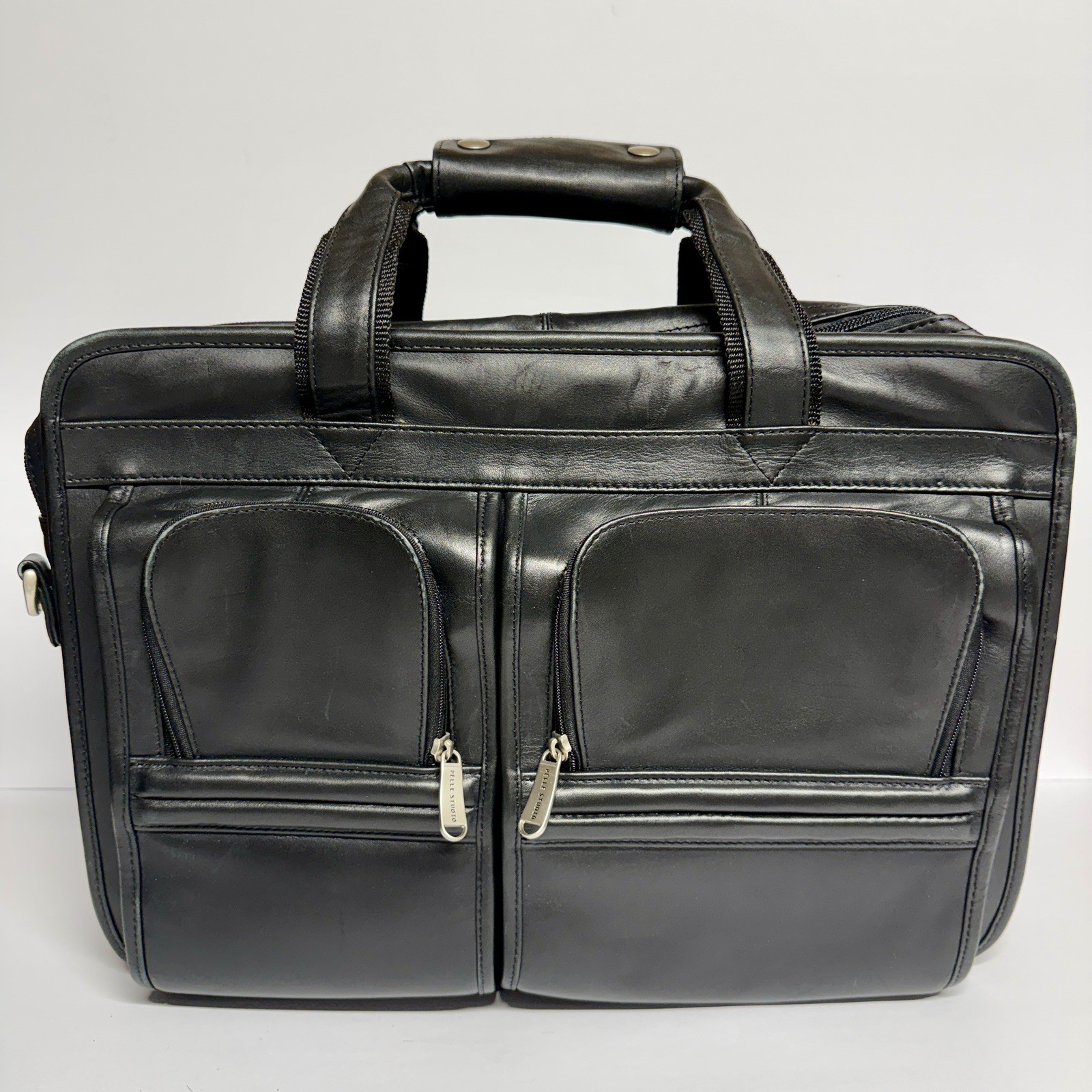 Wilsons Leather Pelle Studio Laptop Briefcase Black Soft Without Shoulder Strap