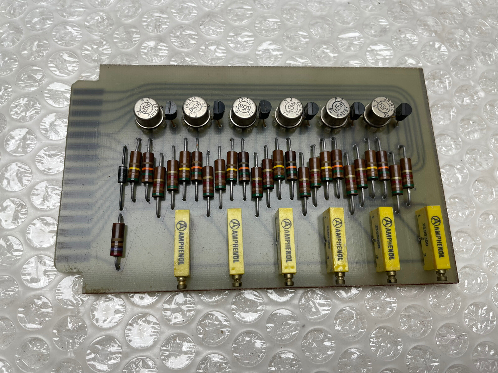 VINTAGE IBM LOGIC CARD BOARD w RCA 2N2405 AMPHENOL 6644