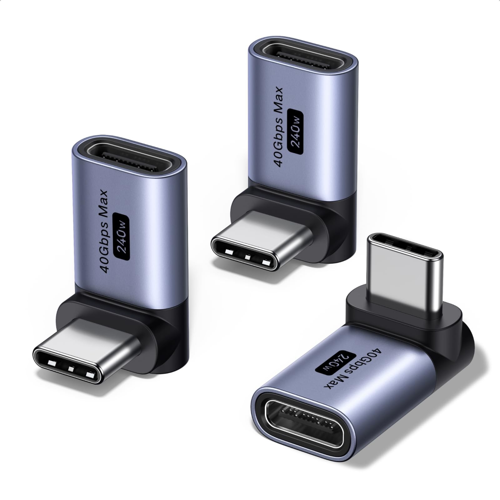 UGREEN 90 Degree USB C Adapter 3 Pack,Right Angle USB C Male to Female Adapter[4