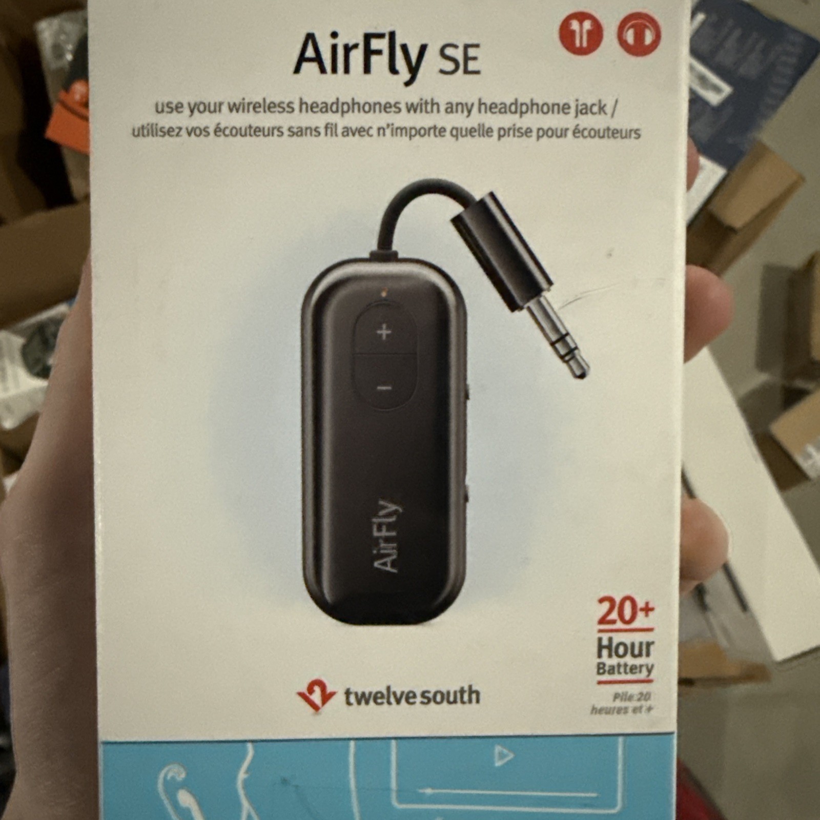 Twelve South AirFly SE, Bluetooth Wireless Audio Transmitter for AirPods - Black