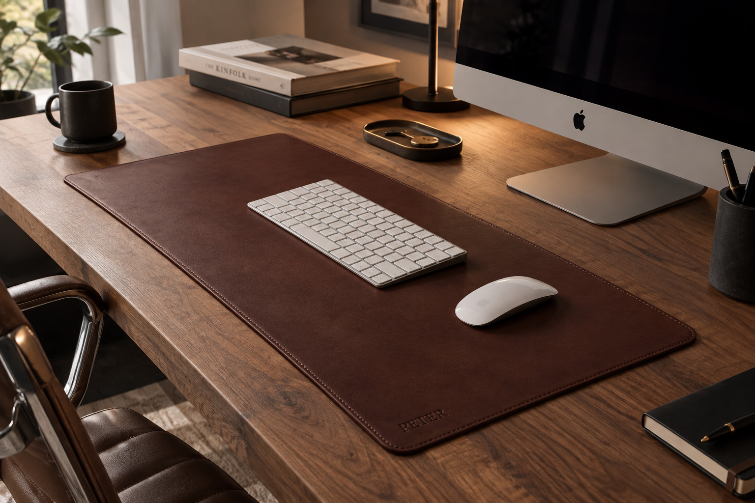 Leather Desk Mat Large Desk Pad, Handmade Leather Mouse Pad, Custom Office Desk