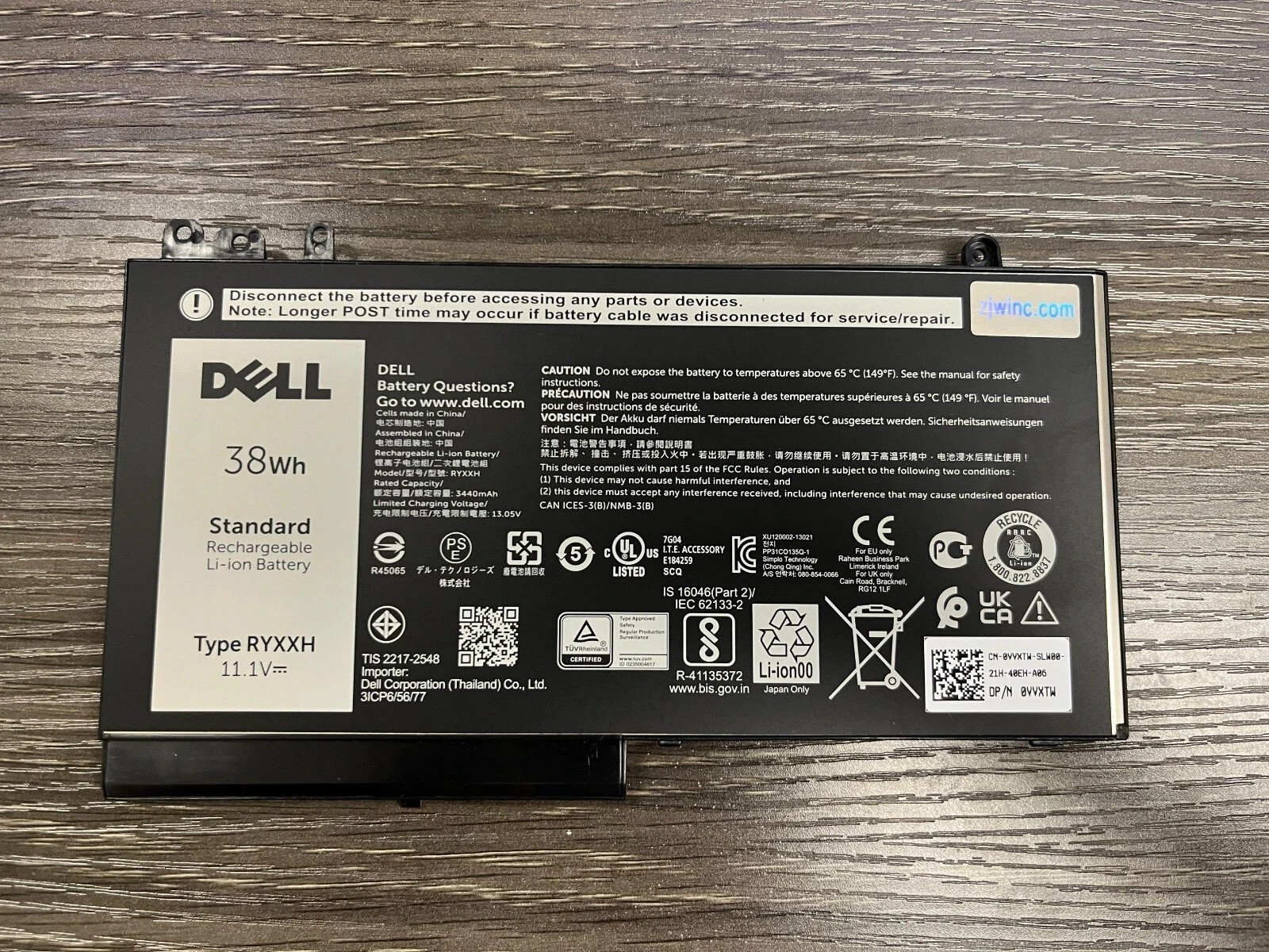 Genuine 38WH RYXXH Laptop Battery For Dell Latitude E5250 E5450 E5550 Series OEM