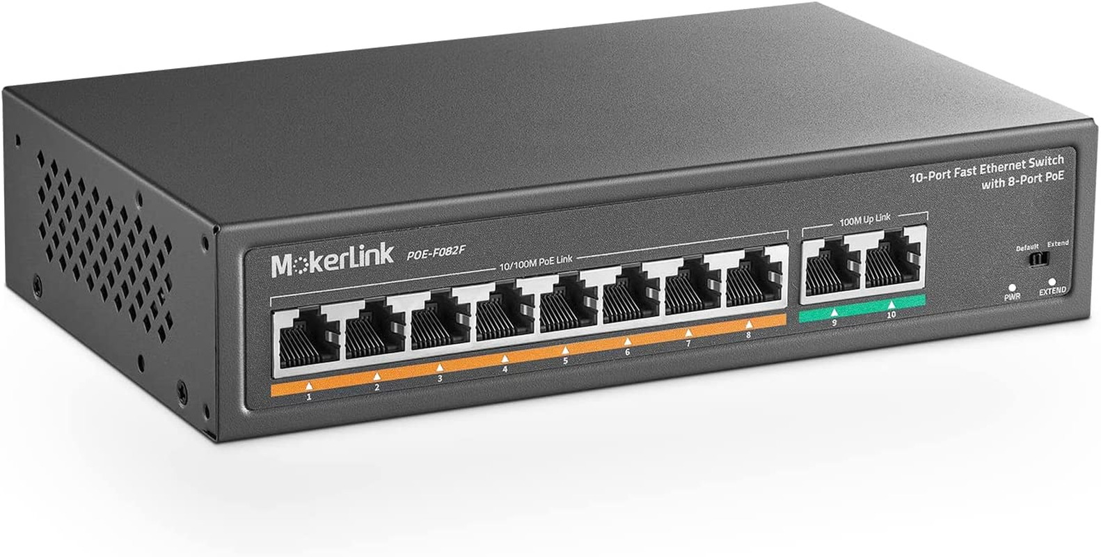 10 Port Fast Ethernet Switch with 8 POE Ports, Widely used in IP cameras, Wirele