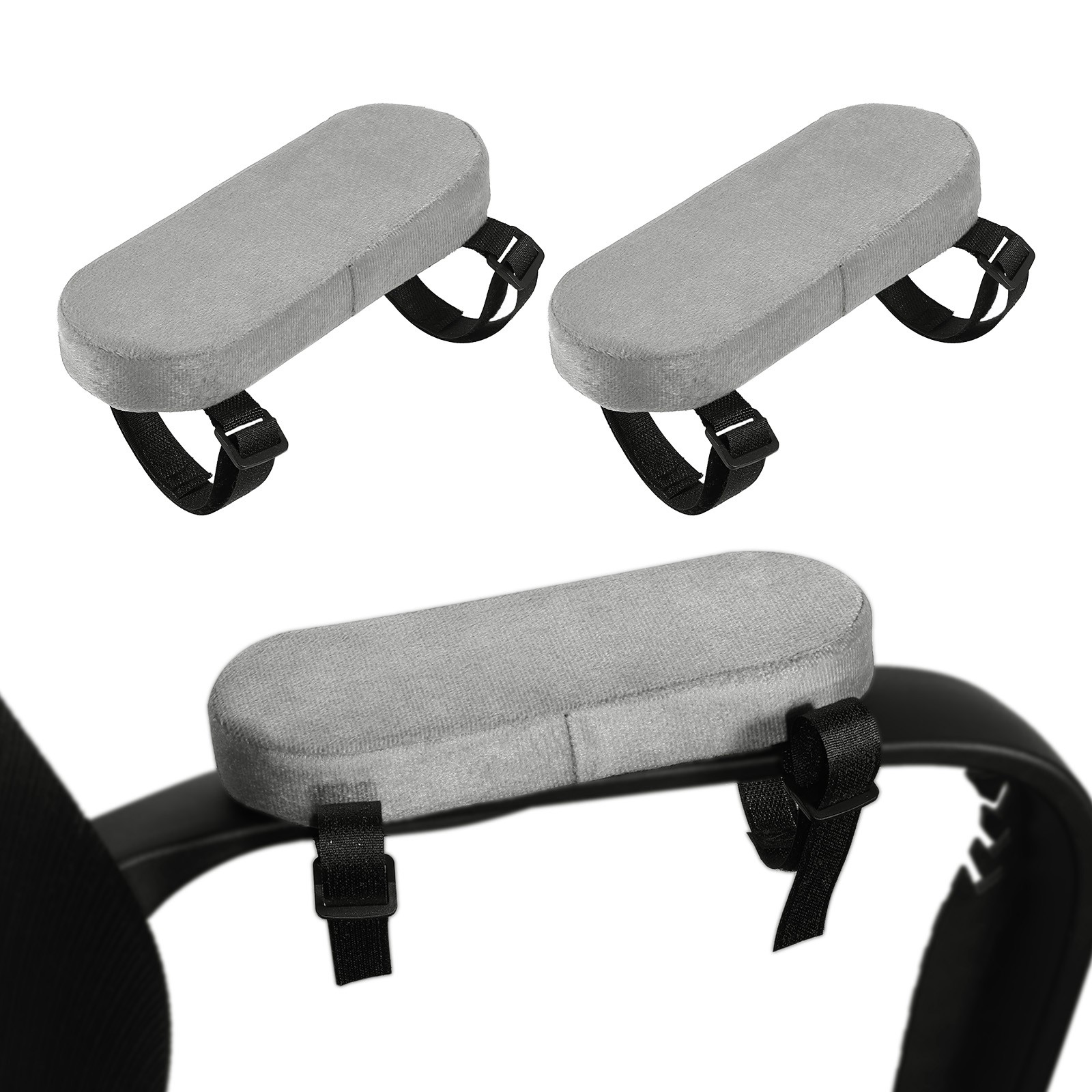 2Pcs Office Chair Arm Pads, Armrest Pad for Computer Gaming Chairs, Gray