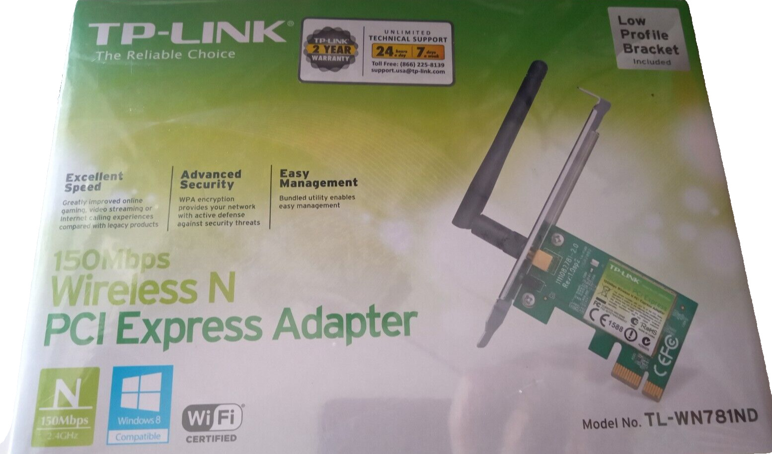 TP-Link TL-WN781ND 150Mbps WiFi Wireless PCI Express PCI-E Adapter Desktop Card