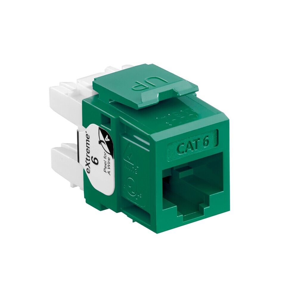 61110-RV6 Leviton Extreme Cat6 Connector Green - Box of 50 Individually packaged